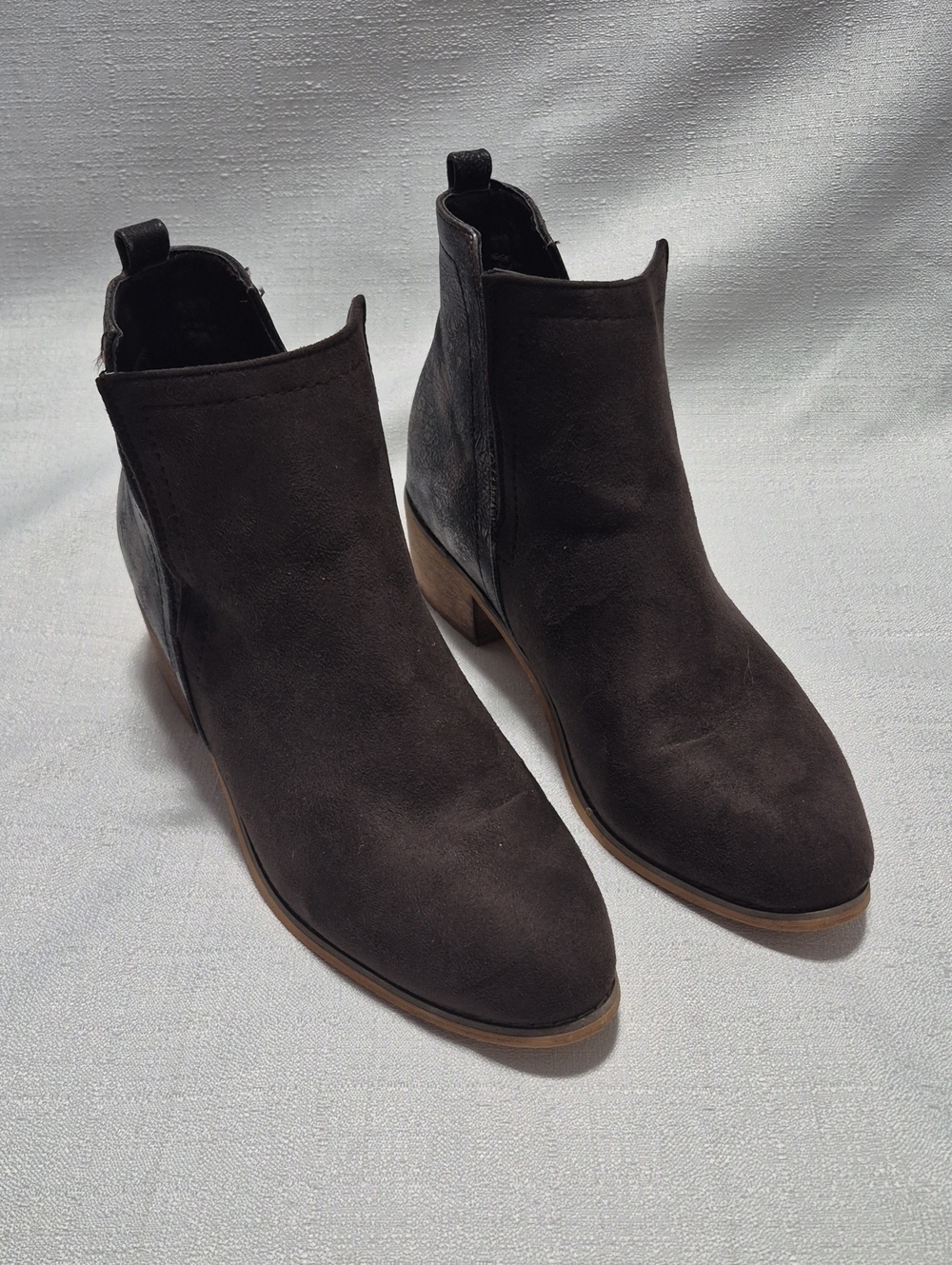 Boutique by Corkys Women’s Suede Ankle Slip On Boots in Dark Brown Size 10